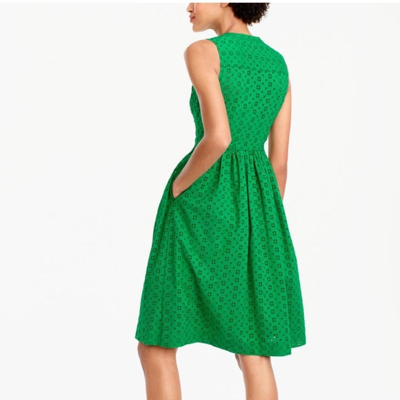 J Crew Eyelet Sleeveless 100% Cotton Lined Buttoned Shirt Dress Women’s Size 2 T - Picture 2 of 13